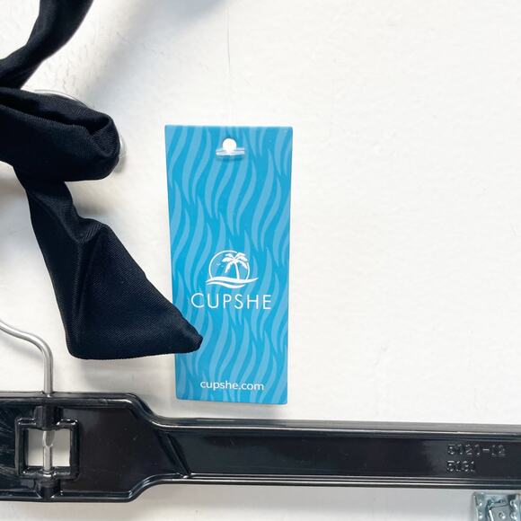 Cupshe Women's Black Halter Bikini Ruched Drawstring Sarong Set 3 Piece Size S - Picture 3 of 12